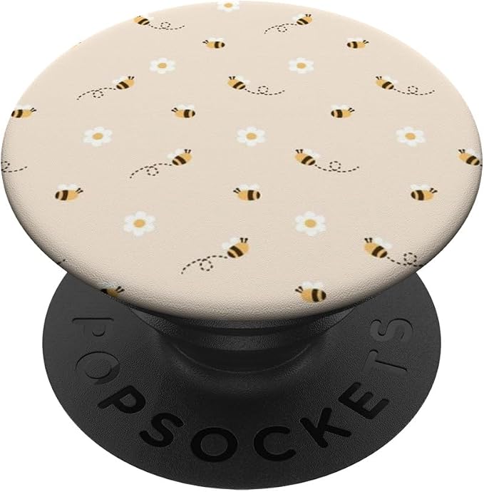 Beige Bee Daisy Floral Pattern PopSockets PopGrip for MagSafe