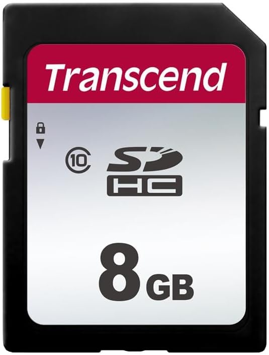 Transcend 8GB SDHC C10 Memory Card, Up to 20MB/s Read Speed, Full HD Video Recording & Photo Storage, Compatible with Canon, Nikon, Sony, Panasonic Cameras, Free Data Recovery Software (TS8GSDC300S)