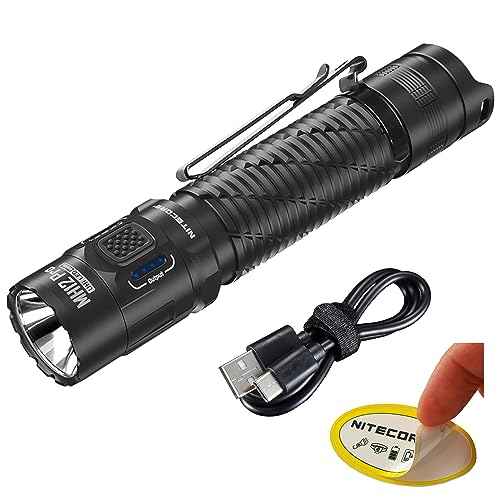 Nitecore MH12 Pro Tactical Flashlight, 3300 Lumen USB-C Rechargeable Long Throw Compact EDC Duty Light with Holster Sticker