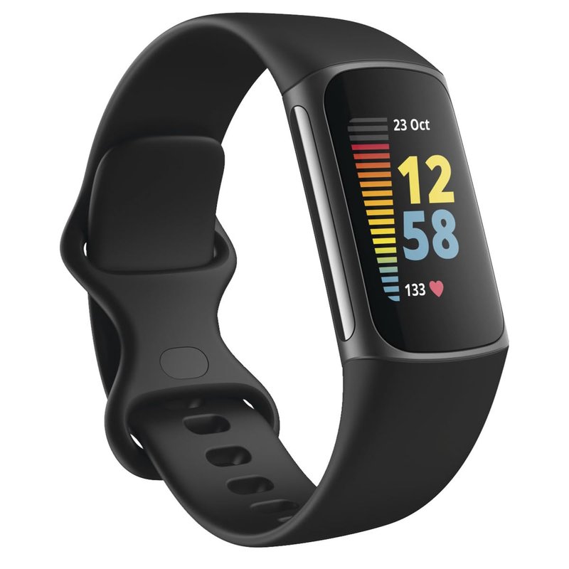 Fitbit Charge 5 Advanced Fitness & Health Tracker with Built-in GPS, Stress Management Tools, Sleep Tracking, 24/7 Heart Rate and More, Black/Graphite, One Size (S &L Bands Included) (Renewed)
