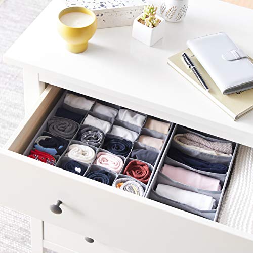 Amazon Basics Underwear Drawer Organizer Dividers for Closet Organization and Storage, Fits Perfectly in Dresser, 2-Pack, Gray | Pack of 2 - size: Pack of 2