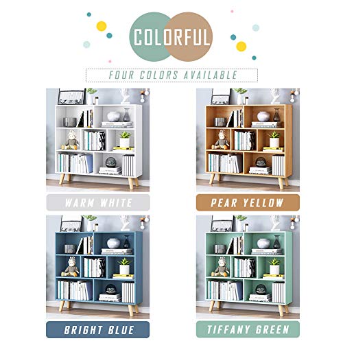 IOTXY Wooden Open Shelf Bookcase - 3-Tier Floorstanding Display Cabinet Rack with Legs, 7 Cubes Free Standing Bookshelf, Warm White - color: Warm White, size: 80CM
