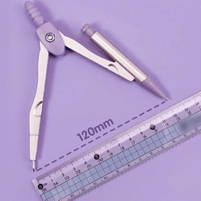 LABANCA 7 Pcs Compass Set with Protractor Rulers Drafting Tools Kit for Math Geometry (Y-Pink)