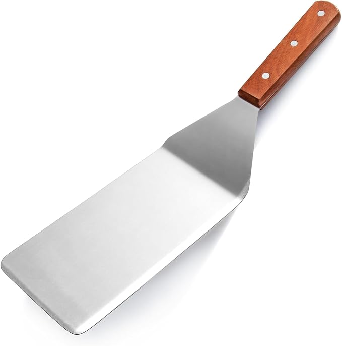 New Star Foodservice 16 Inch Extra Large Grill Turner, Stainless Steel Spatula with 4 Inch Wide Blade, Cutting Edge, and Wood Handle