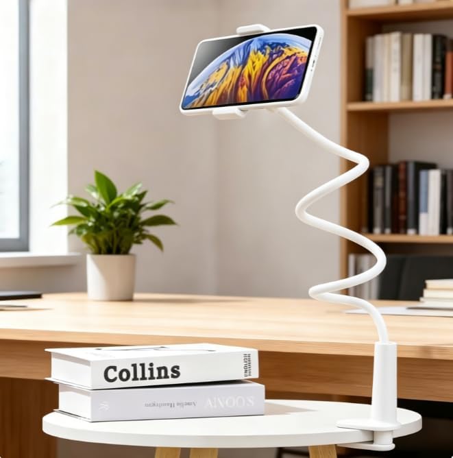 360° Rotating Tablet Phone Holder Spiral Base Lazy Mobile Phone Tablet Bedside Stand Bed Lazy Stand3.3Ft（Black）