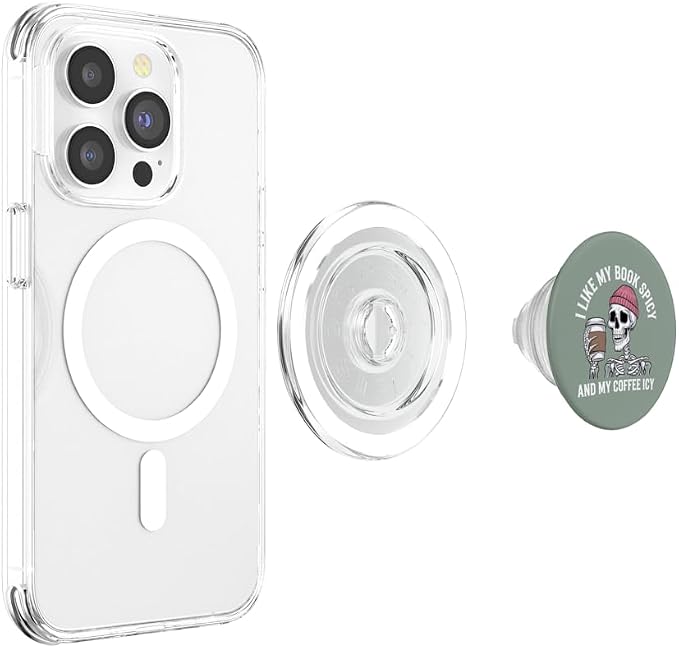 I Like My Book Spicy and My Coffee ICY Bookish Reading PopSockets PopGrip for MagSafe