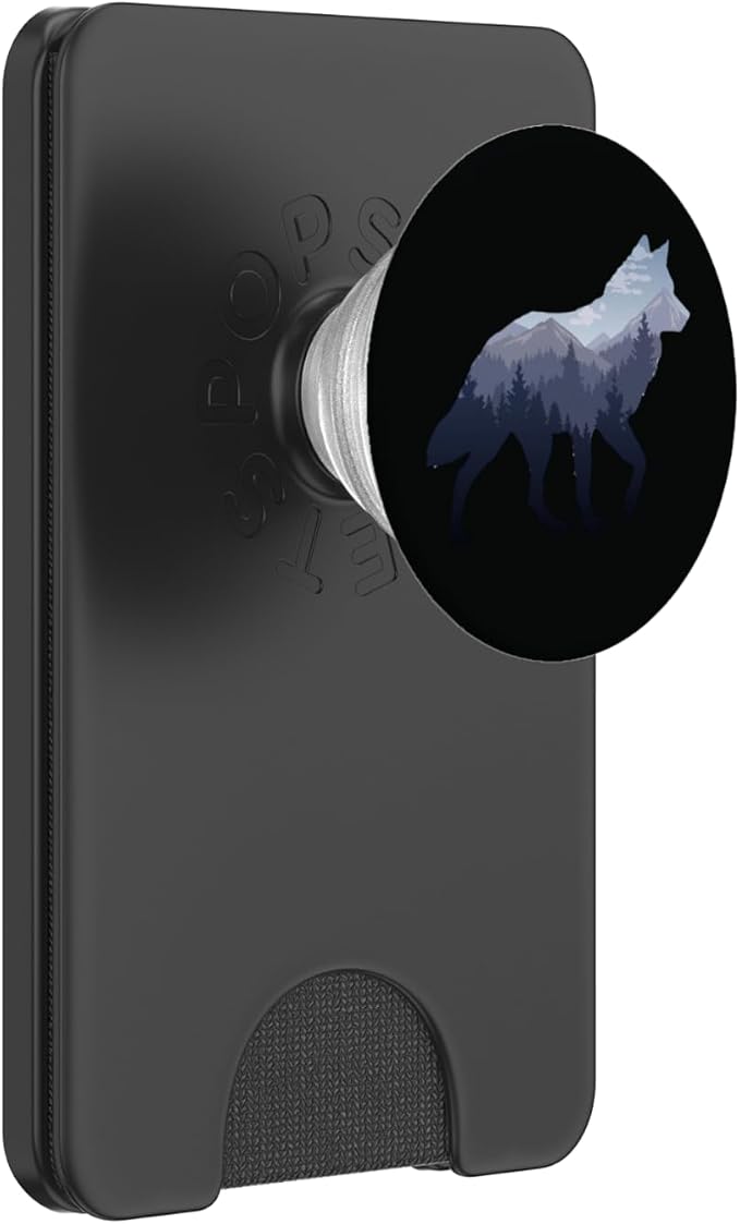 Lone Wolf Survives The Mountain Silhouette Art PopSockets Adhesive PopGrip