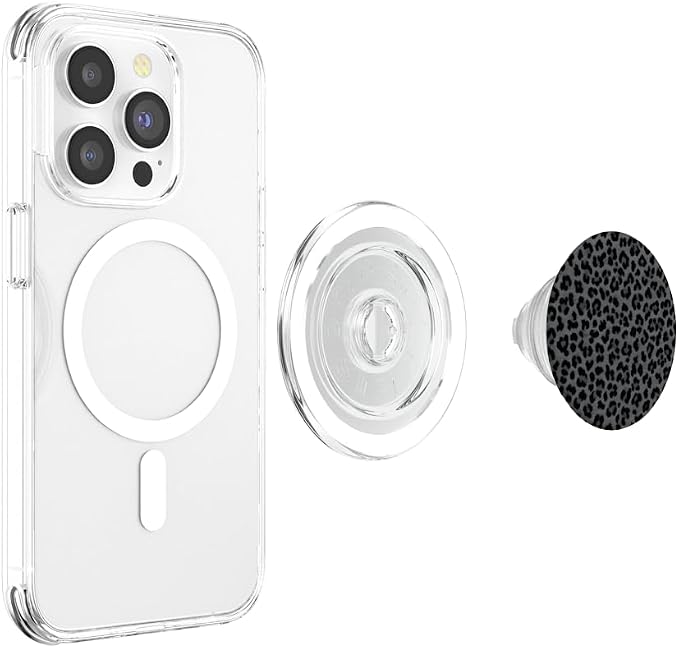 Black and White Leopard PopSockets Adhesive PopGrip