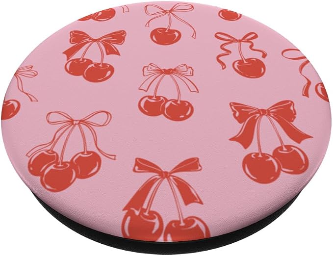 PopSockets Phone Grip – Vintage Cherry Pink Bows PopSockets Adhesive PopGrip