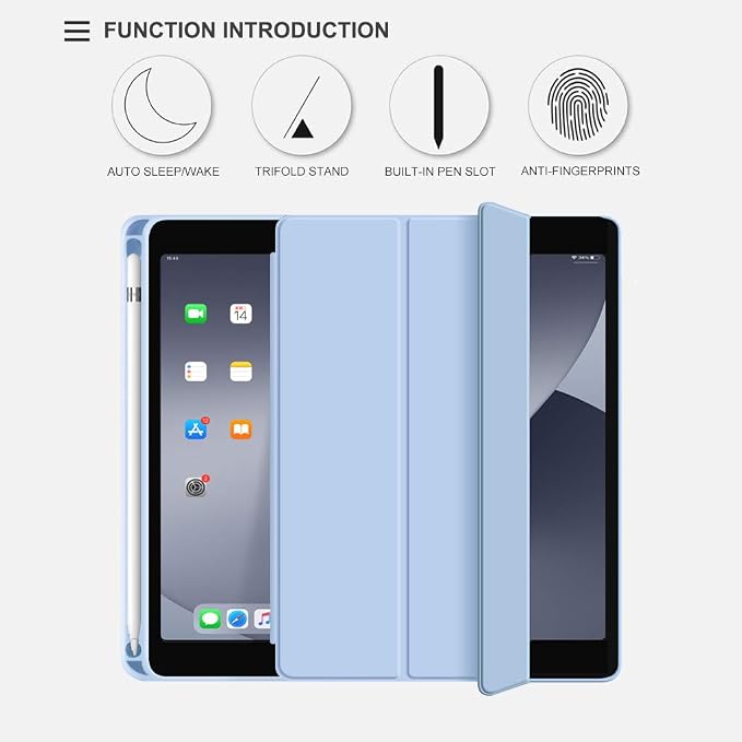 Aoub Case for iPad mini 5 2019 7.9 inch with Pencil Holder Black | for iPad mini 5th Generation 7.9 inch Auto Sleep/Wake Slim Lightweight Trifold Stand Smart Cover Soft TPU Back Case