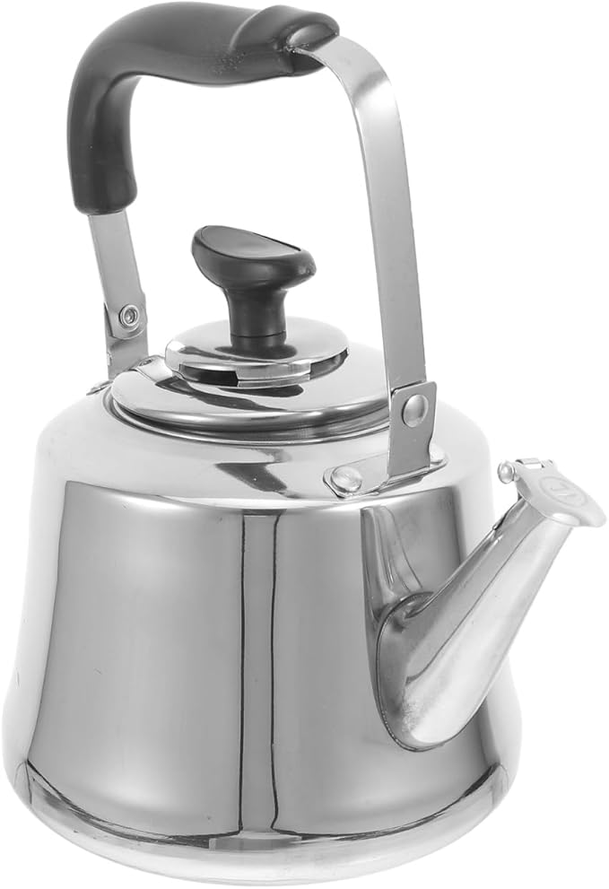 Luxshiny Whistling Tea Kettle Stainless Steel Water Boiling Kettle 1 Liter Portable Teapot with Wrapped Handle Loud Sounding Stovetop Tea for Home Camping Restaurant