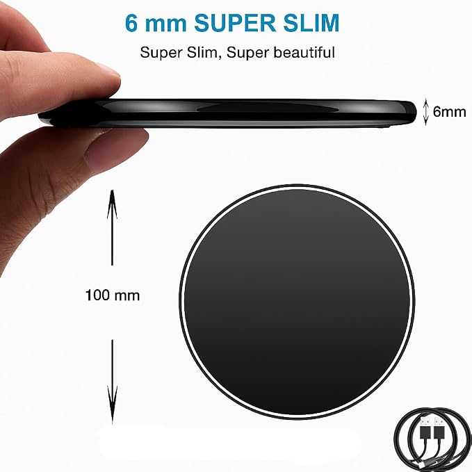 2Pcs Fast Wireless Charger 15W Max Wireless Charging Stand Compatible with iPhone 17/17Plus/17Pro/16/16Plus/16Pro /15/14/13/12/11/X/XR Samsung Galaxy S25/S24/S23/S22/S21/S20/S10/S9/S8 Note 20