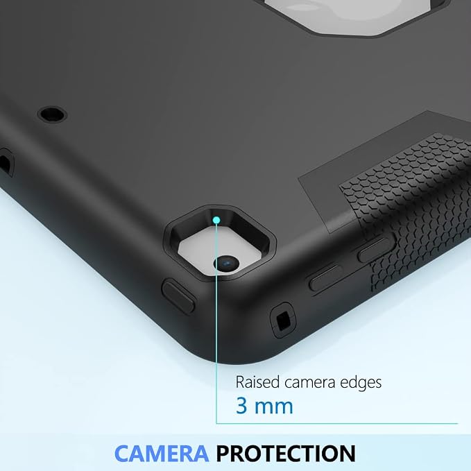 Puxicu Case for iPad 6th / 5th Generation (2018 2017 Model 9.7 Inch) Heavy Duty Rugged Protective Cover for iPad 9.7 Black