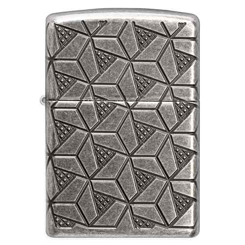 Zippo Lighter: Armor MultiCut Geometric Deep Carve - Antique Silver 49883