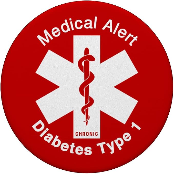 Type 1 Diabetes Medical Alert (RED) PopSockets Adhesive PopGrip