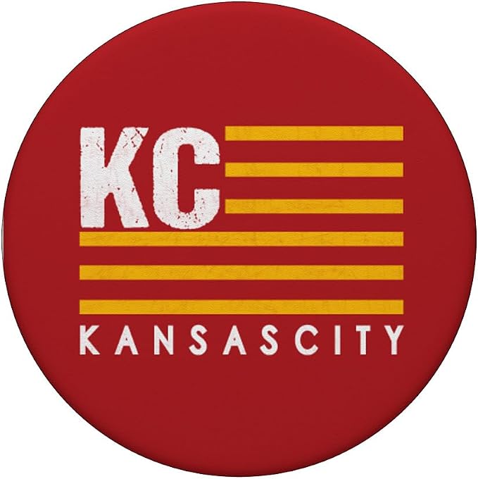 Kansas City Fanatics KC Red &amp Yellow USA Flag PopSocket Phone Grip with Swappable Top for Smartphones with Smooth Hard Plastic Cases