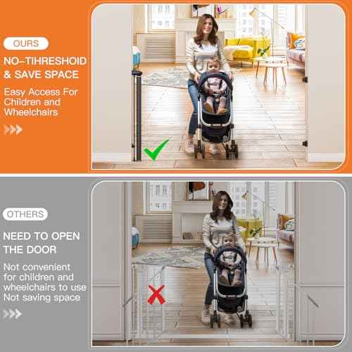 Uamector Retractable Baby & Dog Gate, Adjustable Mesh Safety Gate Extends to 72" Wide 34" Tall for Stairs Doorways, Indoor Outdoor Use