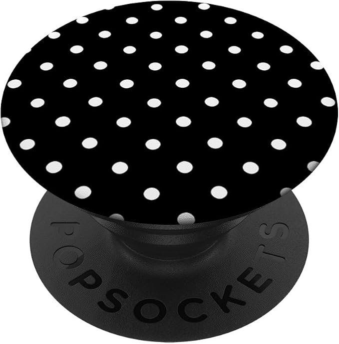Black White Polka Dots Retro 70s 80s Classic Women Gift PopSockets Adhesive PopGrip