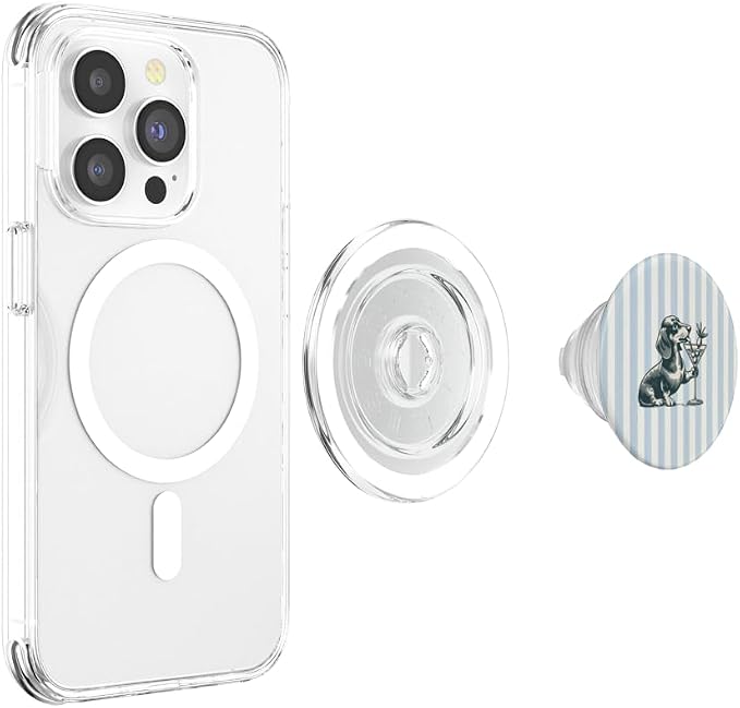 Blue Dog Drinking Illustration Print PopSockets PopGrip for MagSafe