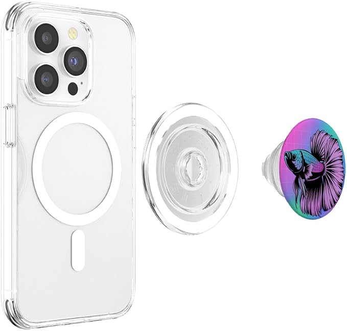 Cyberpunk Aquarium Halfmoon Betta Fish Vaporwave Aesthetic PopSockets PopGrip for MagSafe
