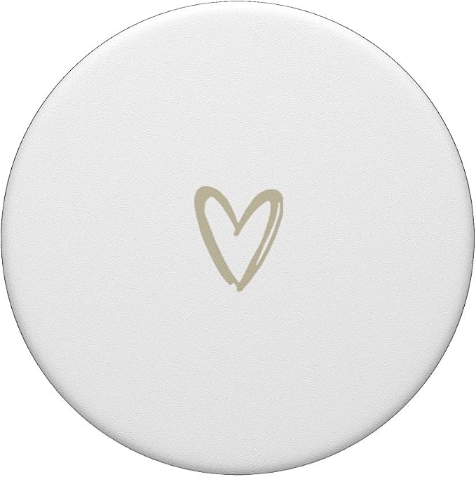 Beige White Minimalist Heart PopSockets Adhesive PopGrip