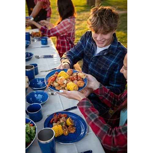 GSI Outdoors Sierra Enamel Table Set for Four with Bowls, Plates and Cups for Camping