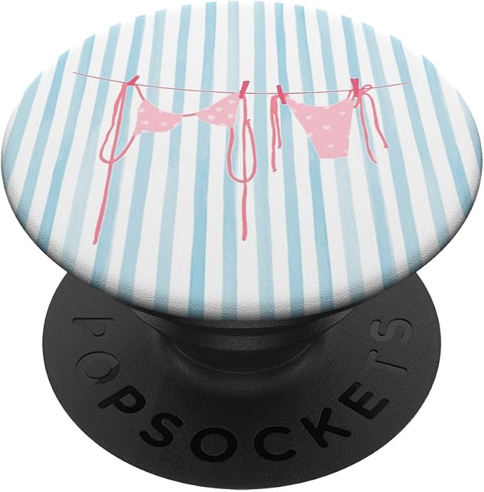 Bikini Summer Holiday Beach Girly Pink Swimsuit Stripped PopSockets PopWallet for MagSafe