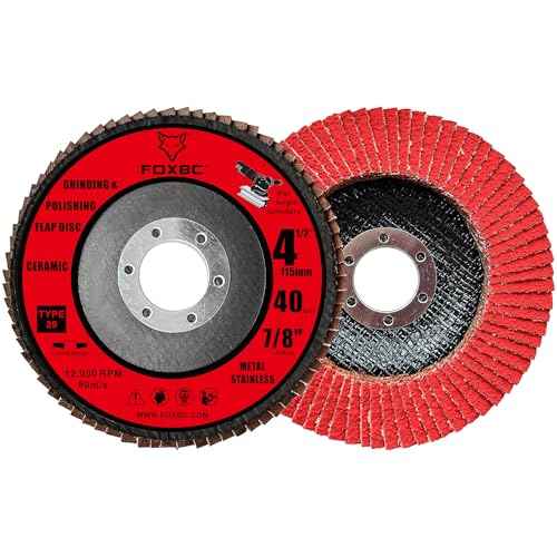 FOXBC 4 1/2 inch Ceramic Flap Disc for Angle Grinder, 40 Grit, Type 29, Grinding and Polishing for Metal, 10 Pack