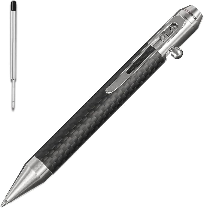 Cool Hand 4.9'' Brass Bolt Action Pen with Retractable Stylus Tip | for Any Touch Screen Ballpoint Ink Refillable Compact Size Skelton Out Deep Pocket Clip (Brass)