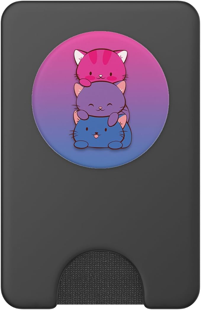Bisexual Pride Kawaii Kitty Cat Stack Anime PopSockets Adhesive PopGrip