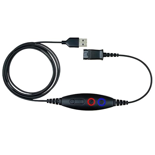 USB-A Adapter Cable to Plantronics QD Connects QD Headset to PC Laptop Phones Built-in Speaker Volume &amp mic Mute Controls | Connects QD Headset to Phone PC Laptop Built-in Speaker Volume Contro