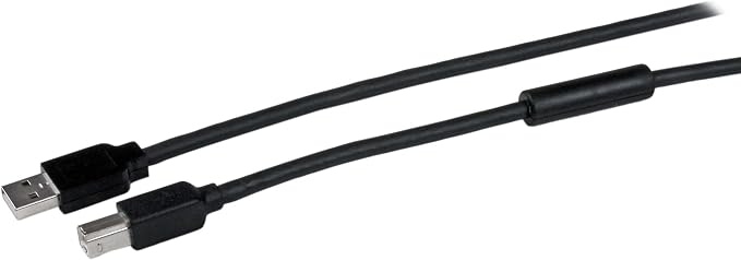 StarTech 30ft Active USB 2.0 Cable USB-A to USB-B Black (USB2HAB30AC) | Printer cable Cord Extension Male to Male Built-in equalizing chip for 30ft USB 2.0 connections