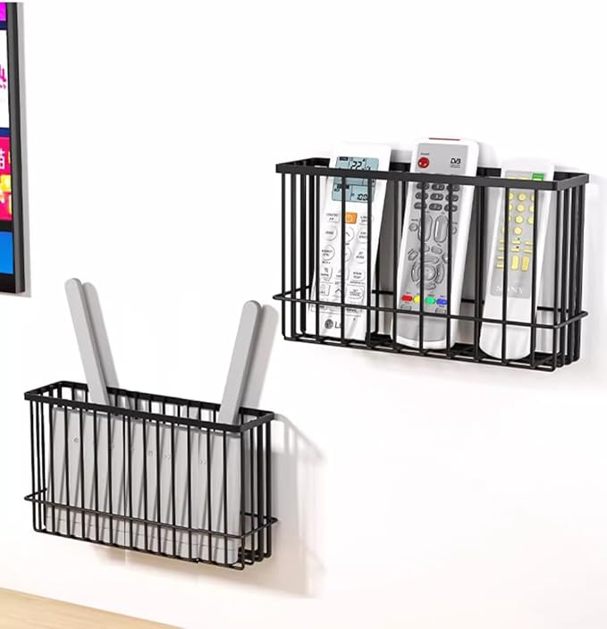 2 Piece Kitchen Cabinet Door Storage Box,Self Adhesive Wall Mounted Storage Boxes,Wardrobe/Bathroom/Refrigerator Small Items Organizer Storage Box (Black)