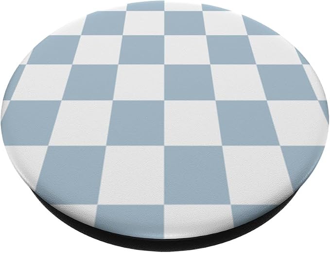 Light Blue Checkered Blue and White Checkered Pattern PopSockets PopGrip for MagSafe