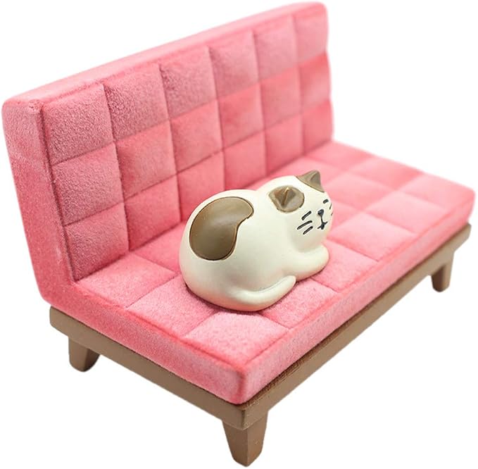 BOLLEY JOSS Desk Cell Phone Holder Stand Pink Sofa with Cute Cat Kitty for Office Free You Hands Home Ornament