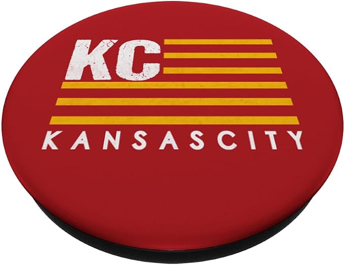 Kansas City Fanatics KC Red &amp Yellow USA Flag PopSocket Phone Grip with Swappable Top for Smartphones with Smooth Hard Plastic Cases