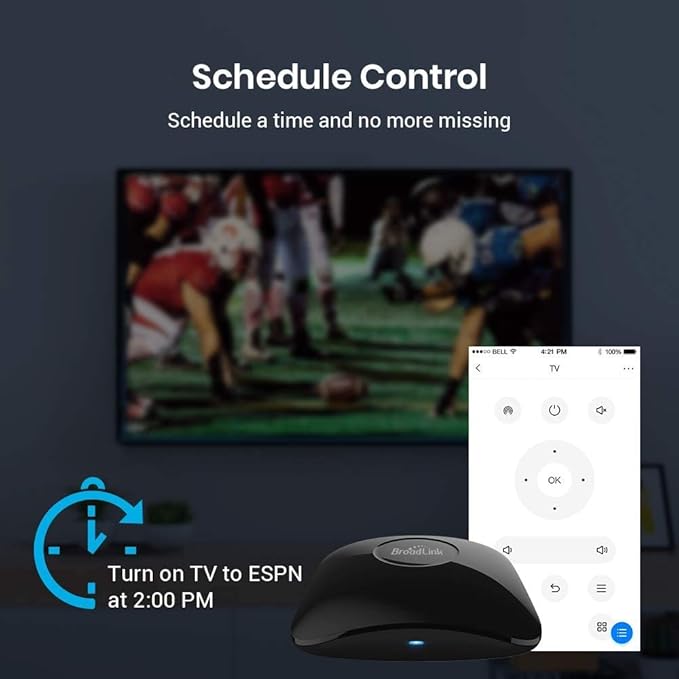 BroadLink RM4 pro IR and RF Universal Remote, All in One Hub Code Learning Wi-Fi Remote Control for TV Air Conditioner STB Audio, Curtain Motor, Works with Alexa, Google Home, IFTTT