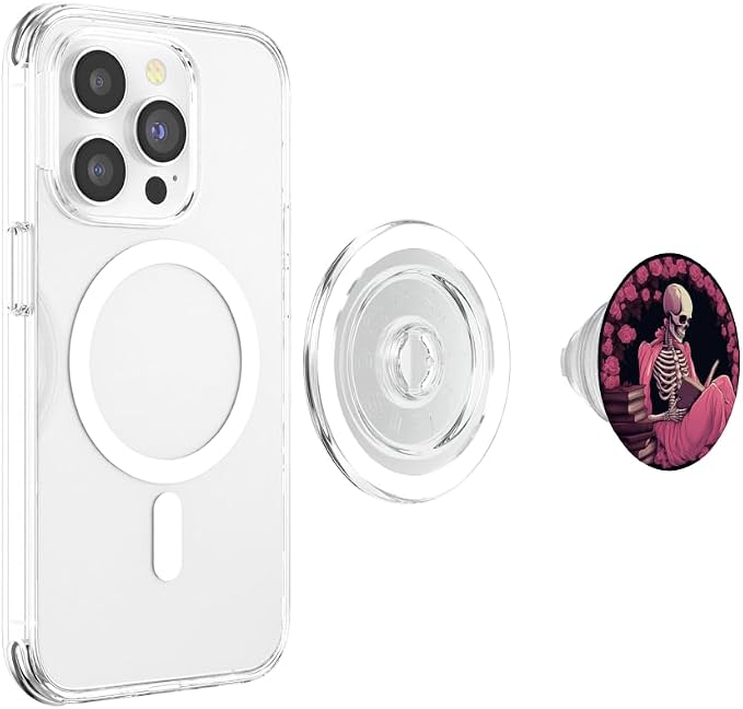 Book Lover Gothic Bookworm Reading Skull Bones Librarian PopSockets Adhesive PopGrip
