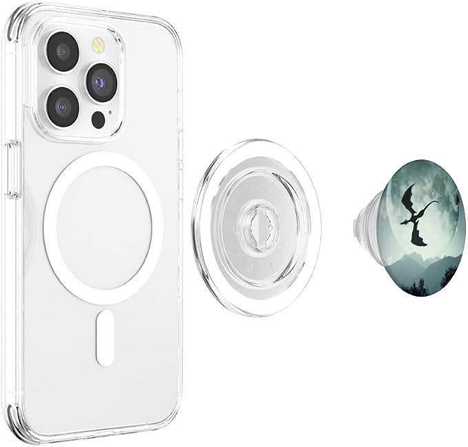 CJ Grips Dragon Moon PopSockets Adhesive PopGrip for iPhone 11 - Black