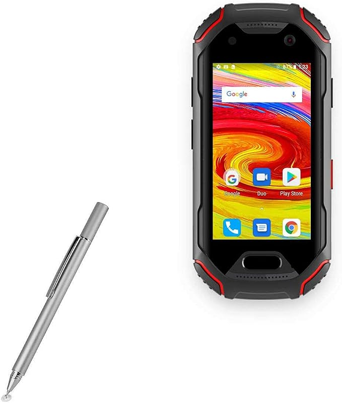 BoxWave Stylus Pen Compatible with Unihertz Atom - FineTouch Capacitive Stylus Super Precise Stylus Pen - Metallic Silver