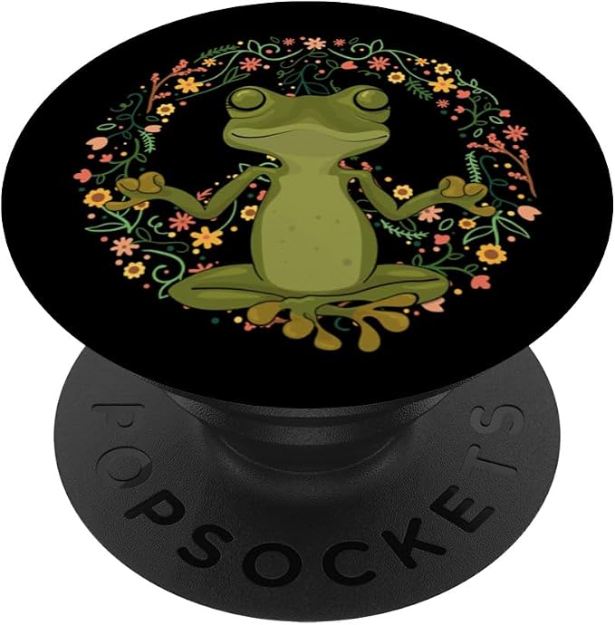 Peace Sign Yoga Frogs Cool Peace Frog Floral PopSockets Standard PopGrip