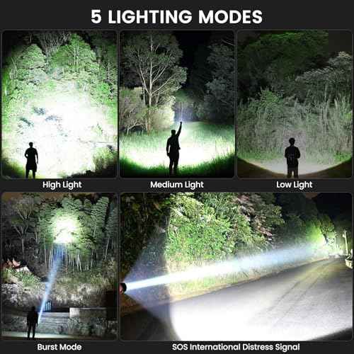 Rechargeable Flashlights High Lumens, 99,000 Lumens Super Bright Led Flashlights with 5 Modes & Waterproof, Powerful Handheld Flashlight for Camping Home (2 Pack)
