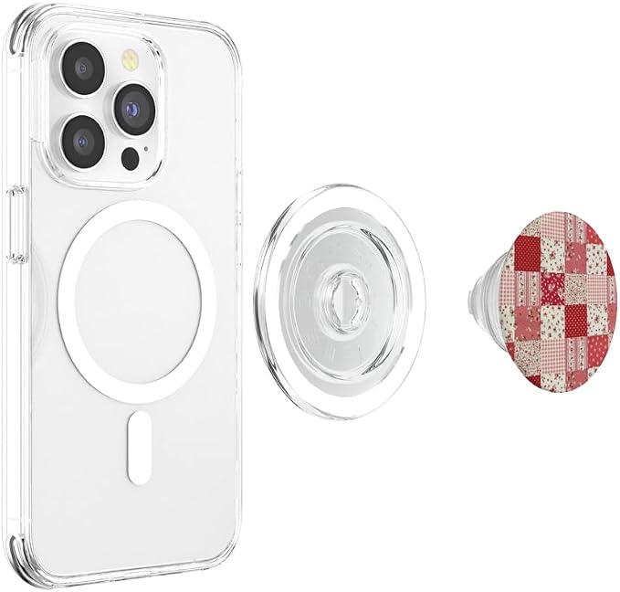Red Floral Patchwork Pattern PopSockets Adhesive PopGrip