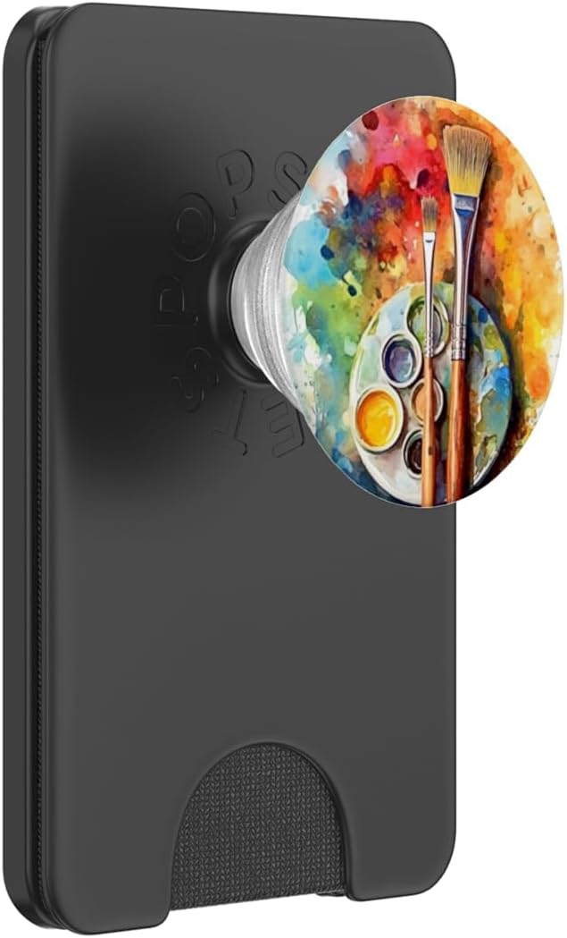 Watercolor Paints Palette And Paintbrush Painter Artists PopSockets Adhesive PopGrip