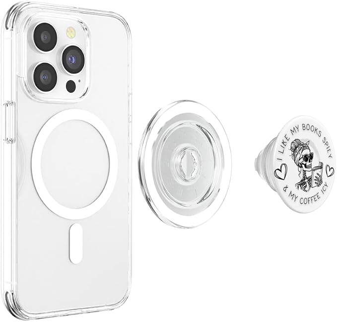Books Spicy Coffee ICY Book Booktrovert Librarian Bookish PopSockets PopGrip for MagSafe