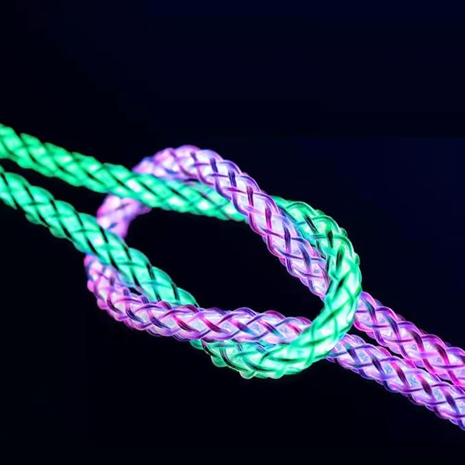 IHAO Multi Ports Charger Cable 3 Combinations in One Cable USB A to USB C/Micro USB PD Fast Charging Cord Lighted Up LED Flowing Compatible with Almost All Kinds of Electric Device-39Inches Blue