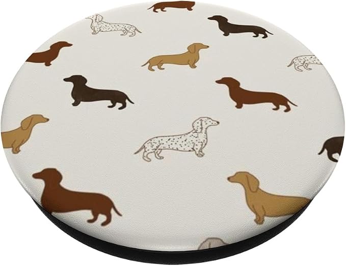 Beige Dachshund Dog Pattern PopSockets Adhesive PopGrip