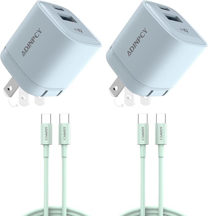 GT II 45W USB-C USB-A Charger Compact and Foldable Supports PPS Fast Charging with USB-C Cable Compatible Galaxy S25/S24/S23/Z FoldiPhone 16/15 SeriesiPad (45W 2Pack Black)