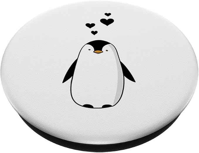 Cute Penguin with Hearts - I Love Penguins PopSockets Adhesive PopGrip