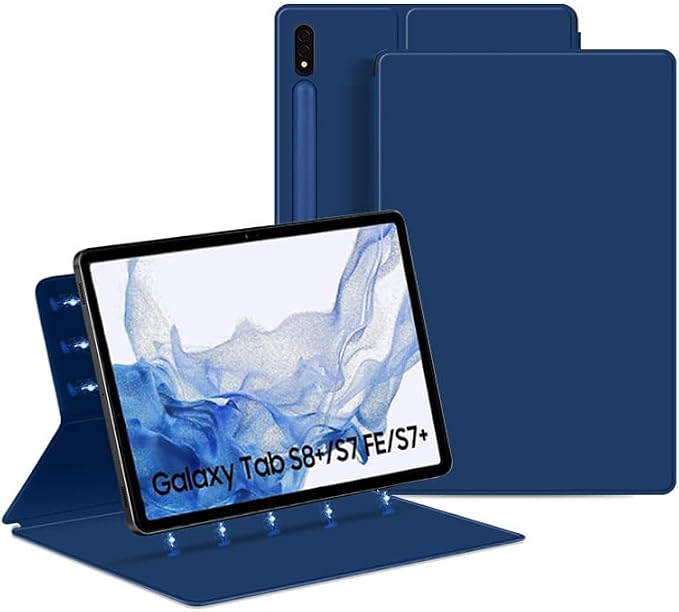 Magnetic Case for Galaxy Tab S8 Plus 12.4 inch 2022/Galaxy Tab S7 FE 2021/Galaxy Tab S7 Plus 2020 with Pen Holder Lightweight and Slim Magnetic Stand Case with Auto Sleep/Wake Black